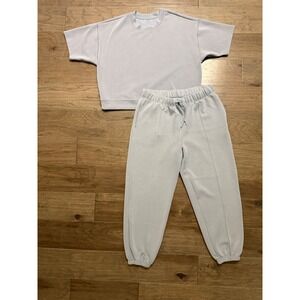 Yogalicious Lounge Set Women XL Light Gray Modal Blend Solid Relaxed Jogger Set
